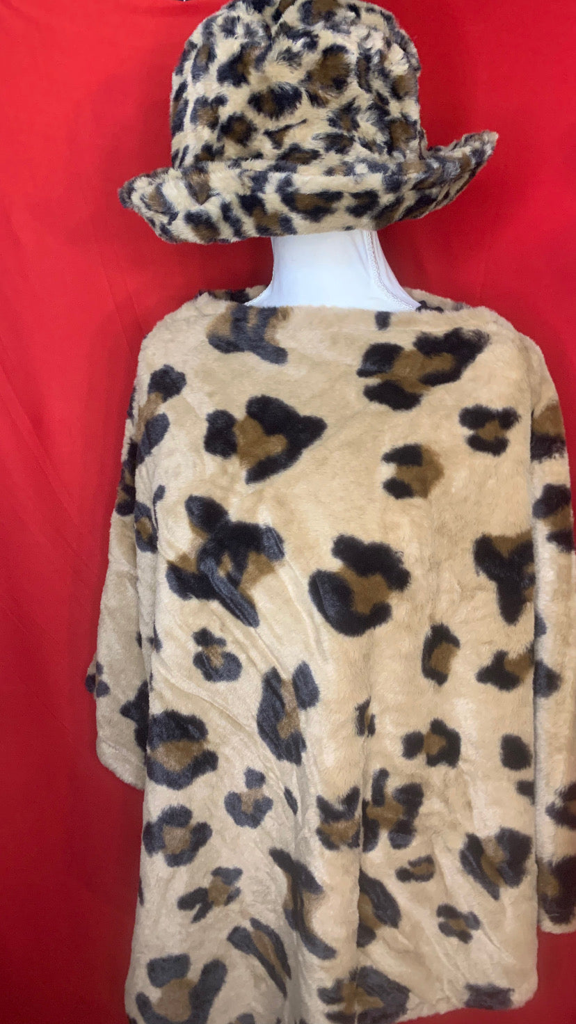 Cheetah Hat/Poncho Set